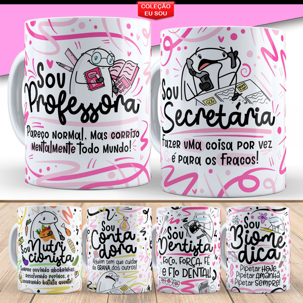 Caneca Personalizada Porcelana Profissões Sou Professora Professor Dentista Vendedor Vendedora