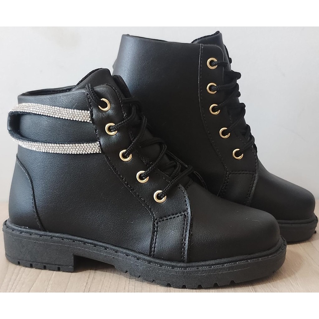 Coturno Bota com Strass Menina Confortavel 20 ao 27