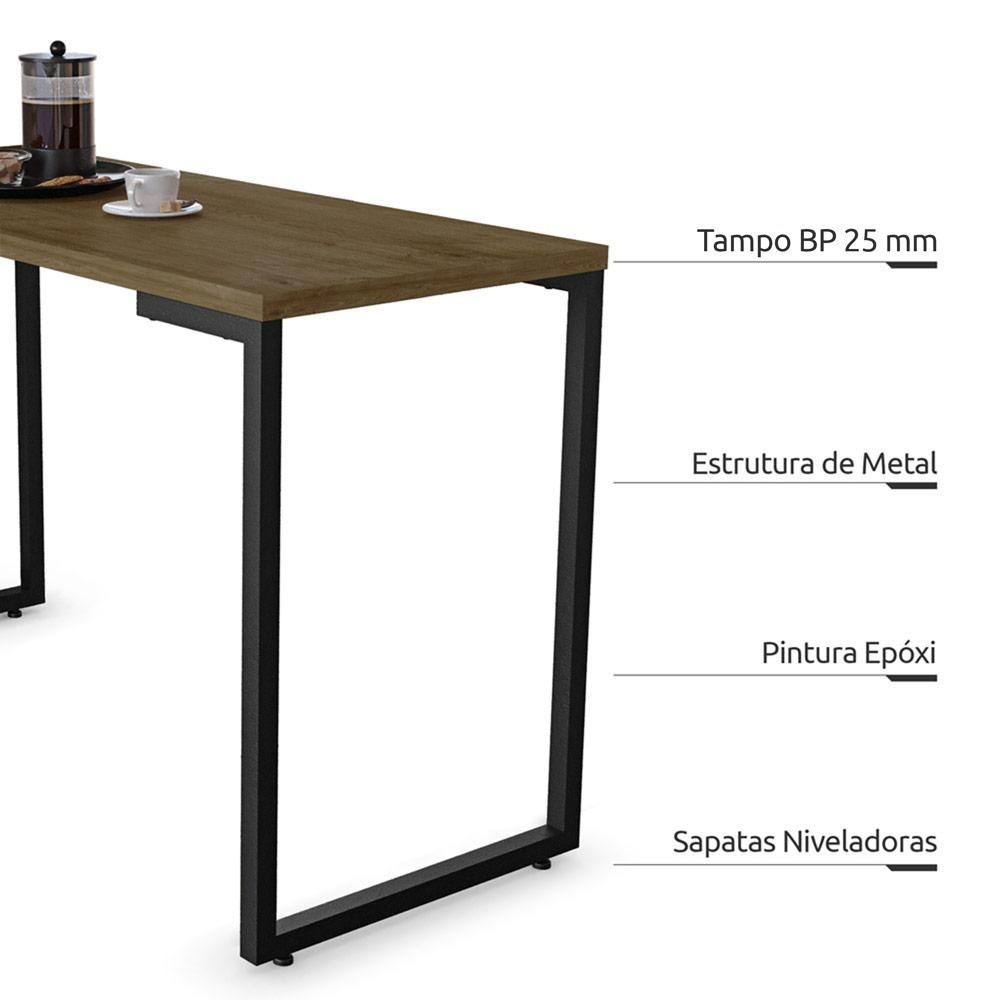 Detalhes do Mesa de Cozinha Multiuso Estilo Industrial 120cm BP Prattica F02 Castanho - Mpozenato