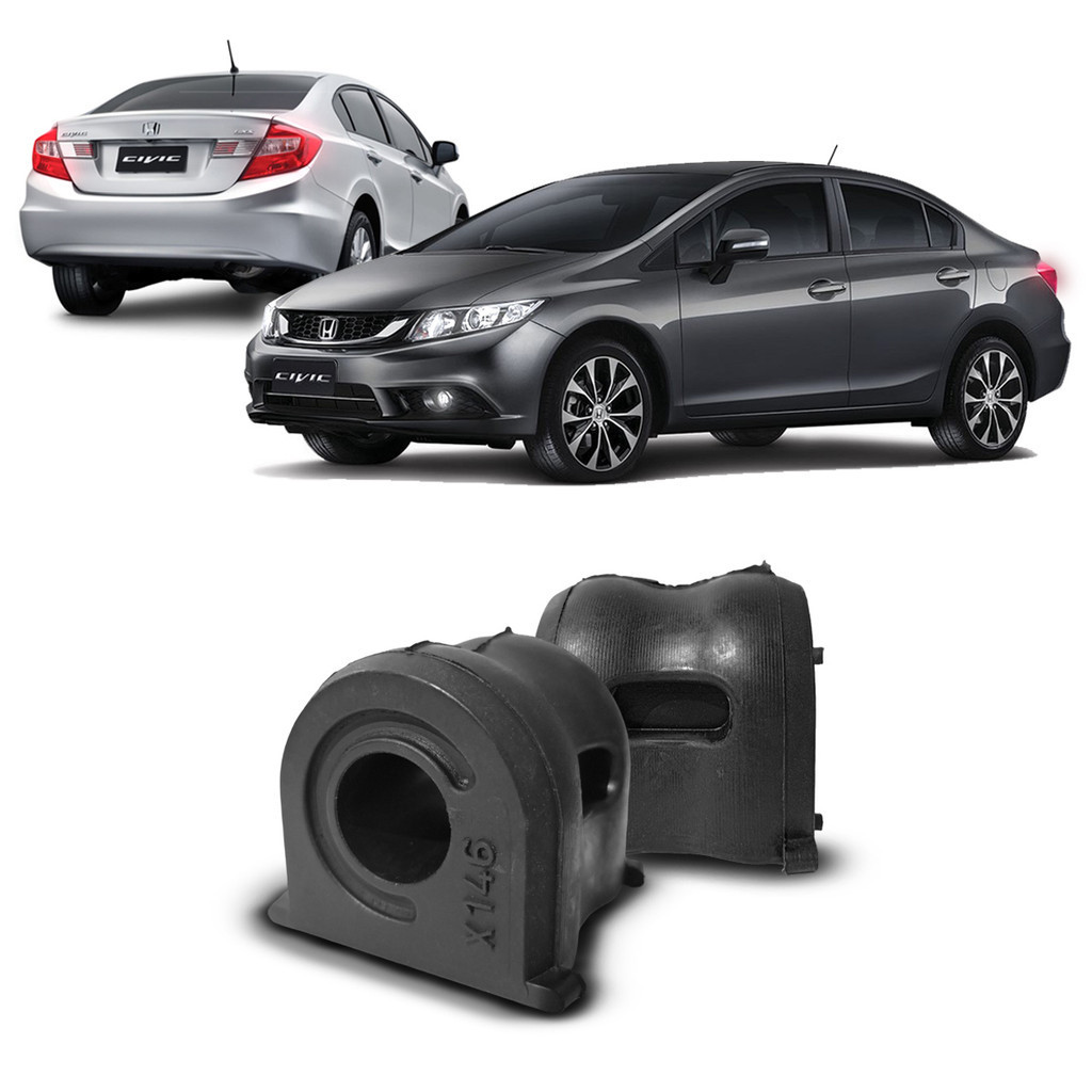 Par Kit Bucha Borracha Barra Estabilizadora Dianteira Honda New Civic 2012 2013 2014 2015 2016 18 Milímetros