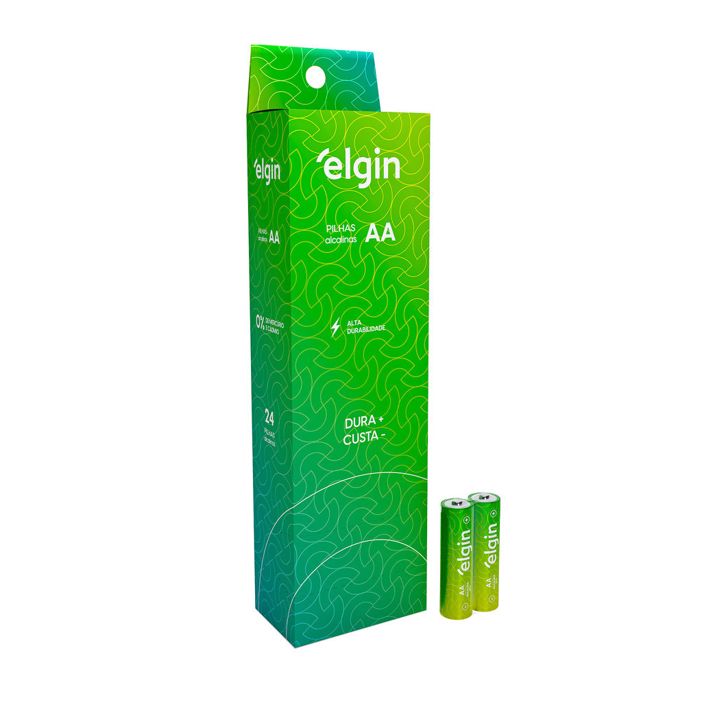 Pilha Alcalina AA Elgin Bateria 2A Pequena Tubo kit 24 unidades em Oferta na Shopee