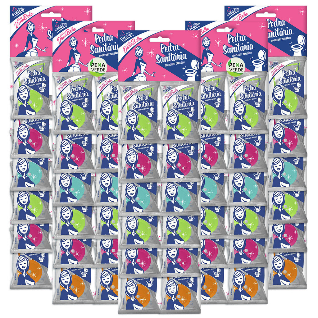 Detergente Pedra Sanitária DonaBela 22g Kit 5 Pacotes com 12 Unidade Vaso 20 Lavanda + 20 Tutti-Frutti  + 20 Eucalipto