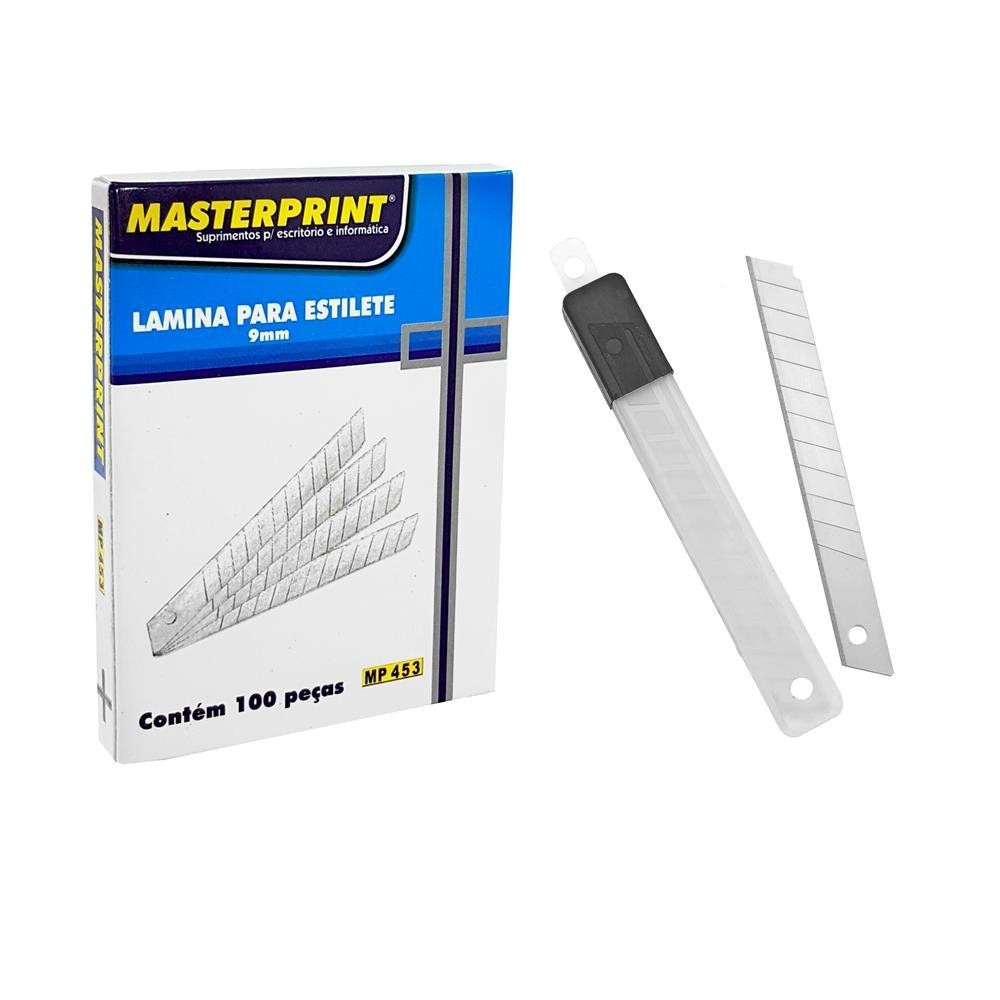 Lamina Para Estilete 9mm caixa com 100 unidades Masterprint em Oferta na Shopee