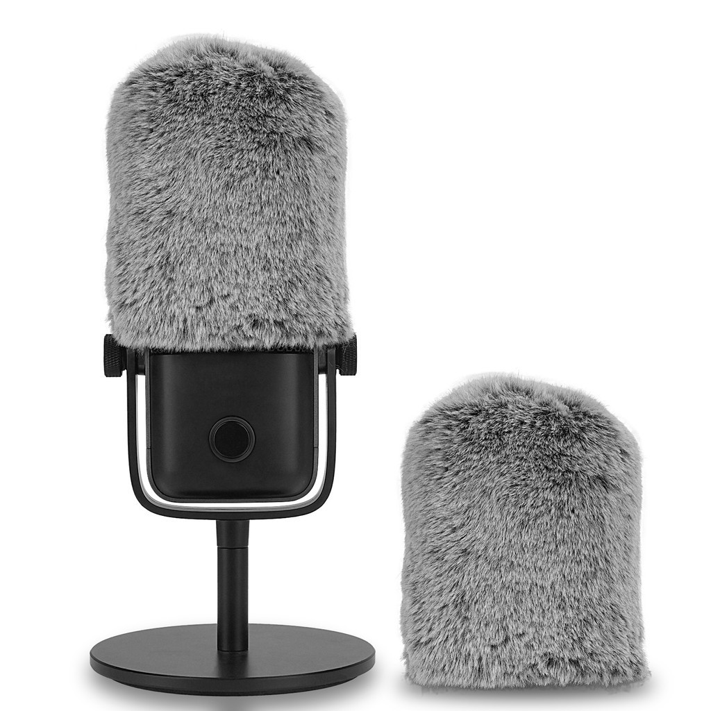 Pára-Brisas Peludo Geekria Compatível Com Elgato Wave : 1 , : 3 Mic DeadCat Wind Cover Muff , Fluff (Cinza/2 Pacotes)