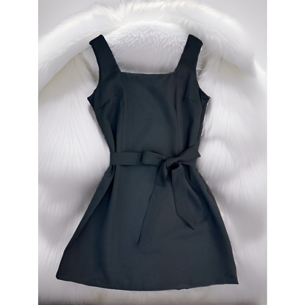 Vestido Feminino Elegante ALFAIATARIA com Cinto e Zíper Lateral verao