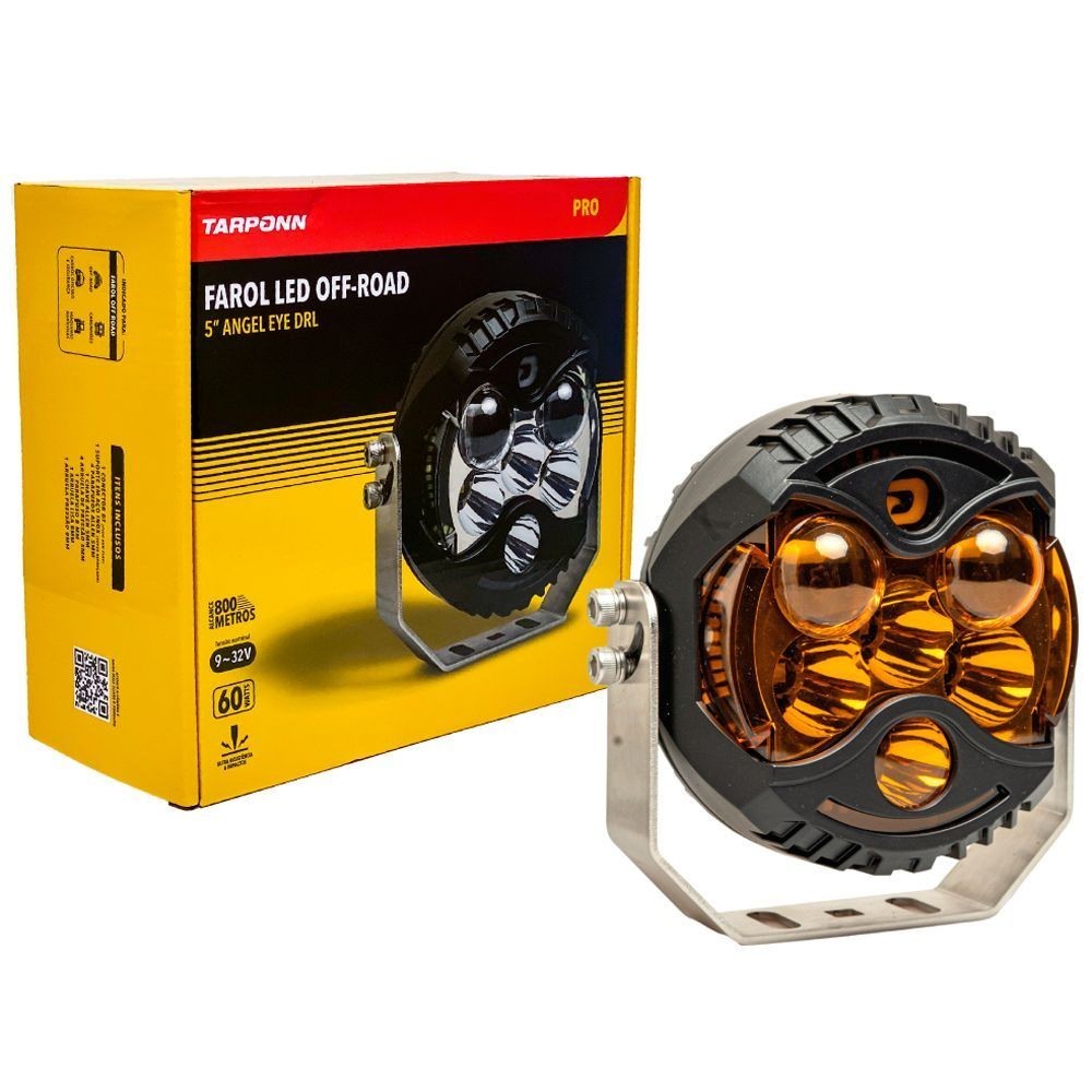 Farol LED Off-Road 5 Polegadas com DRL PRO Âmbar Angel Eye LED SMD 3030