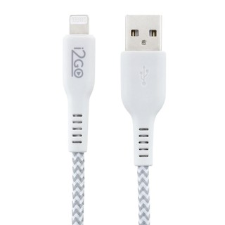 Cabo Lightning i2GO iPhone 5 até 14 Nylon Trançado 1m Branco e Cinza