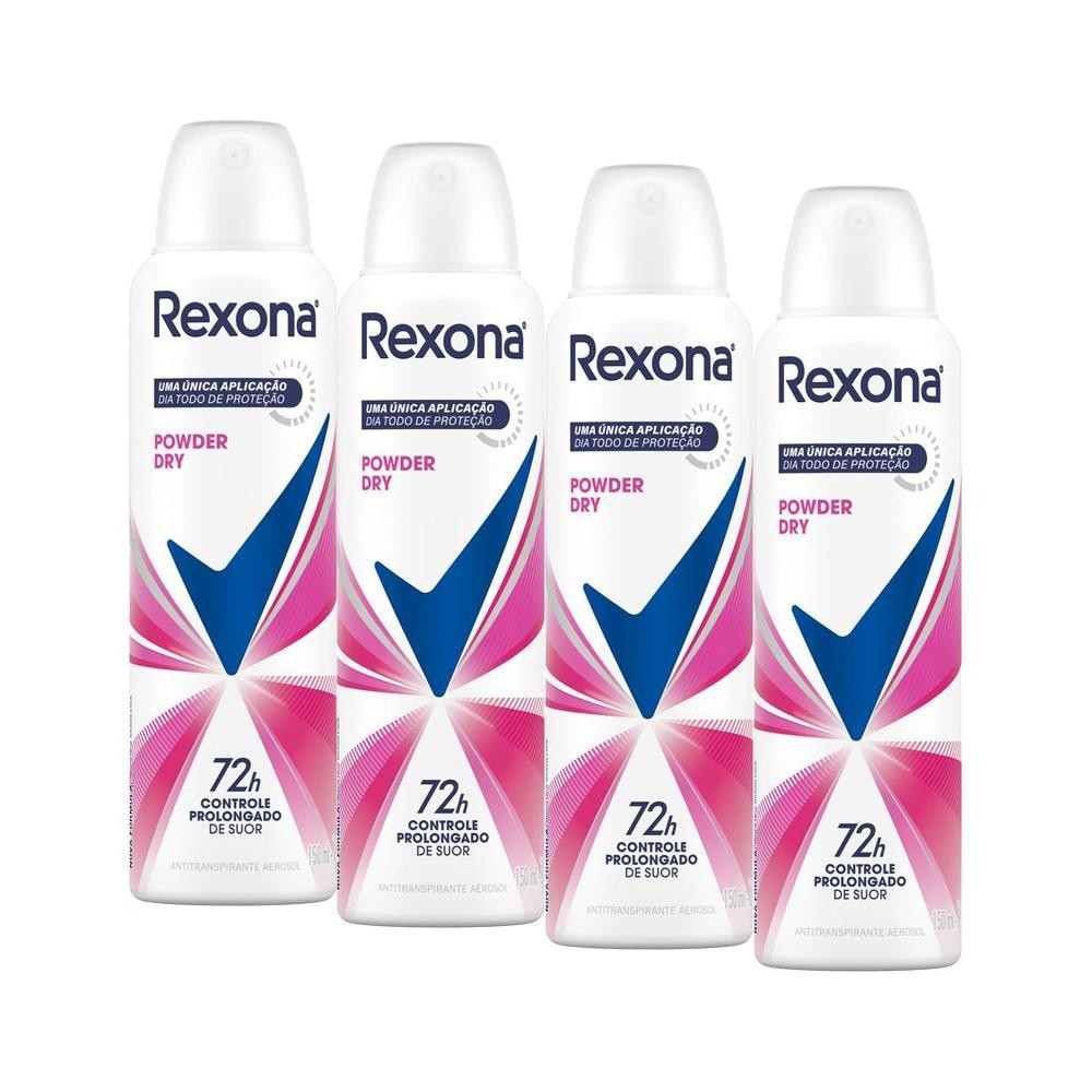 Kit 4 Desodorantes Rexona Motionsense Antitranspirante Aerossol Powder Dry 150ml em Oferta na Shopee
