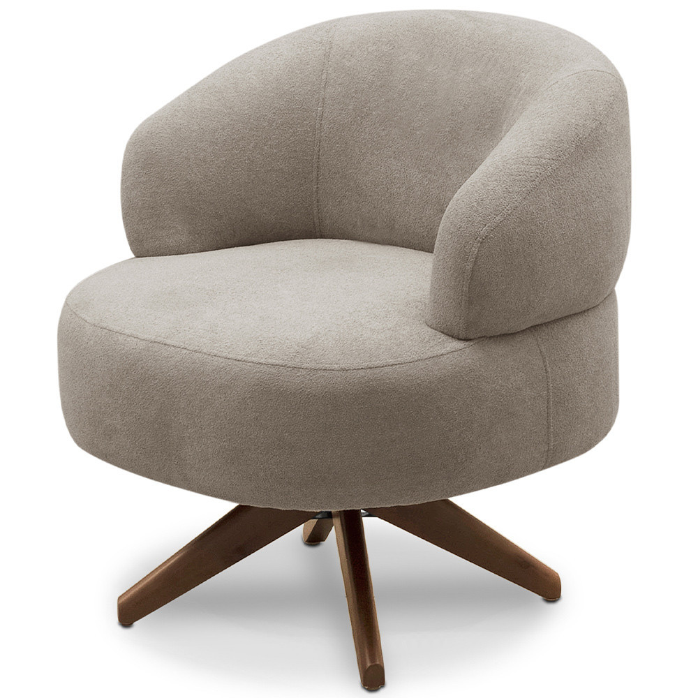 Poltrona Decorativa Giratória Sala de Estar Living Seven F04 Bouclê Castor - Lyam Decor - Home & Living