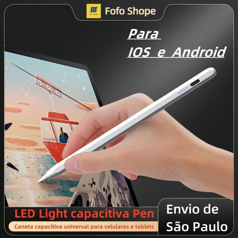 Moeda Apple Pencil LED Light Capacitiva Pen Cabeça De Caneta Substituível Adequado Para iPhone iPad Touch Screen Stylus Para Android Samsung