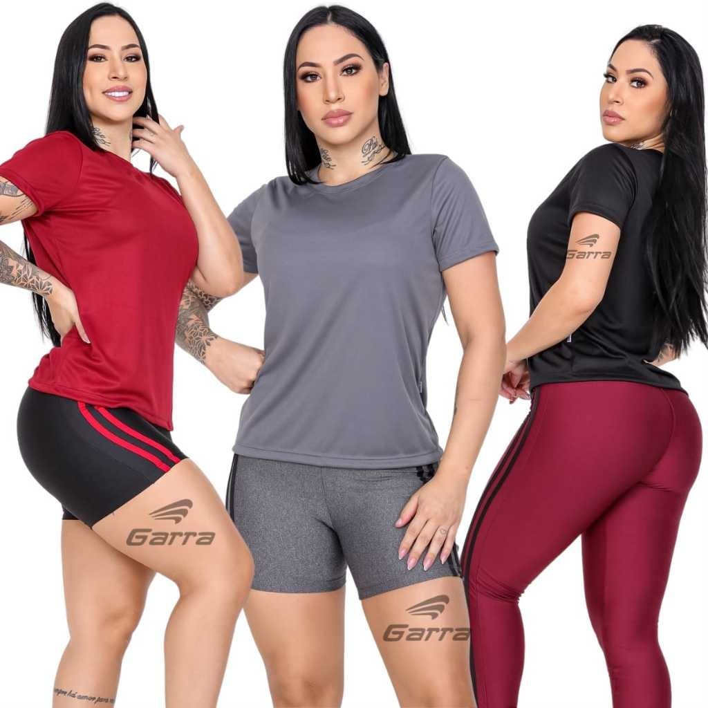 Kit 2 Camiseta Feminina Manga Curta Dry Fitness Para Treino Academia Corrida e Dia a Dia