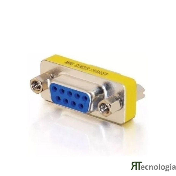 adaptador emenda serial 9 pinos rs232 db9 fêmea x fêmea