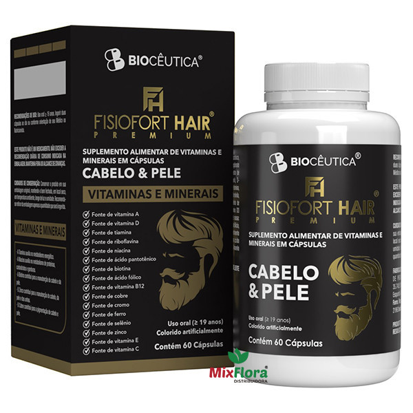 FISIOFORT HAIR PREMIUM Cabelo e Pele 60 Cápsulas Biocêutica