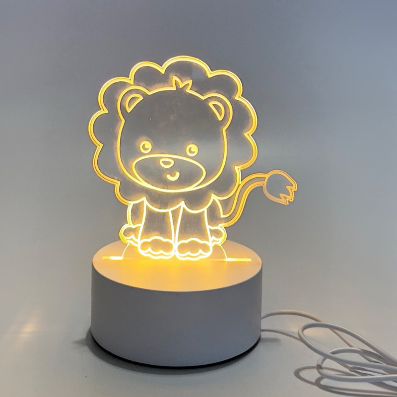 Luminária 3D Led Infantil Leão Safari Abajur de Mesa Criança Luz Noturna Aconchegante Com Cabo USB em Oferta na Shopee