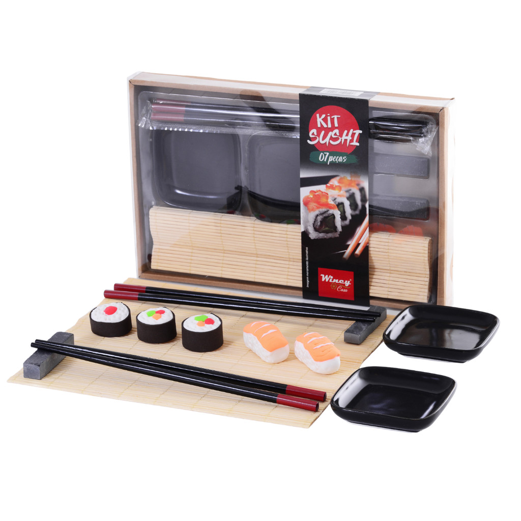 Conjunto Sushi Sashimi 7 Pcs Esteira Hashi Shoyu Nara Wincy