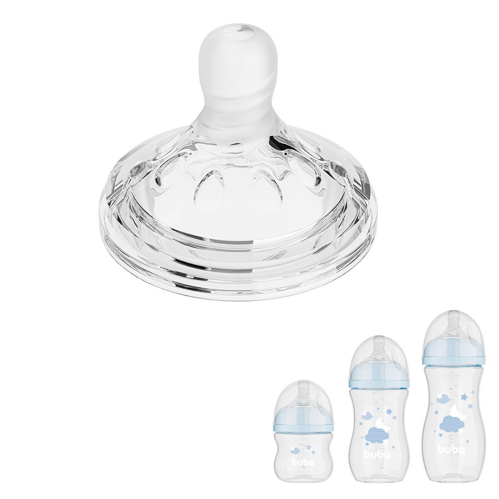 Bico para Mamadeira da Buba Easy Flow Bico Refil 4 Diferentes Fluxos em Silicone Ultrasoft Buba