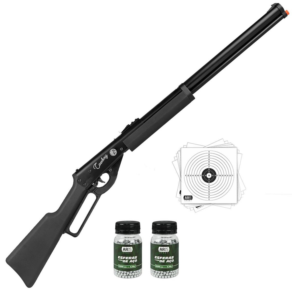 BASICO 01 - CARABINA PRESSÃO COWBOY LEVER ACTION 4,5 MM POLIMERO - ROSSI