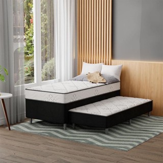 Cama Box Conjugada Solteiro Premier Unibox Molas Ensacadas (63x88x188) com Cama Auxiliar Preta  em Oferta na Shopee