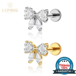 Lomiss Piercing Labret Titânio Pvd Laço Zircônia Cravejada Orelha Helix Conch Nariz Tragus