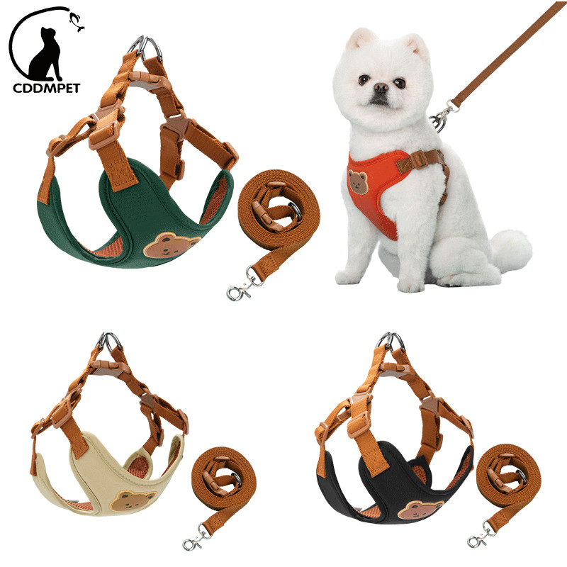 Coleira Peitoral Cachorro Para Cães Leves Respiráveis Com Guia Padrões De Desenhos Animados Pequenos em Oferta na Shopee