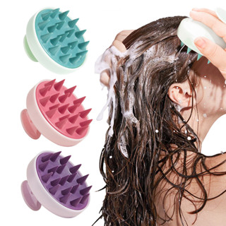 Escova De Shampoo De Cabelo De Silicone Macio Limpeza Caspa Massagem Seca/Molhada Couro Ca...