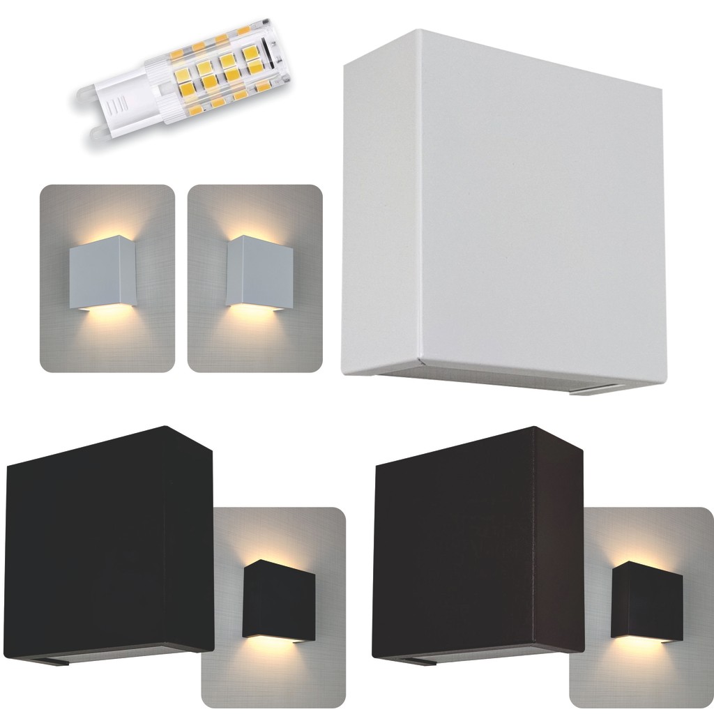 Arandela Parede Muro Slim Externa 2 Fachos 11cm + Led G9 5w Lâmpada Grátis Ilumianção Premium Muro