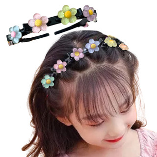 Tiara Infantil de Flores Coloridas em Tom Pastel Penteado Fofo