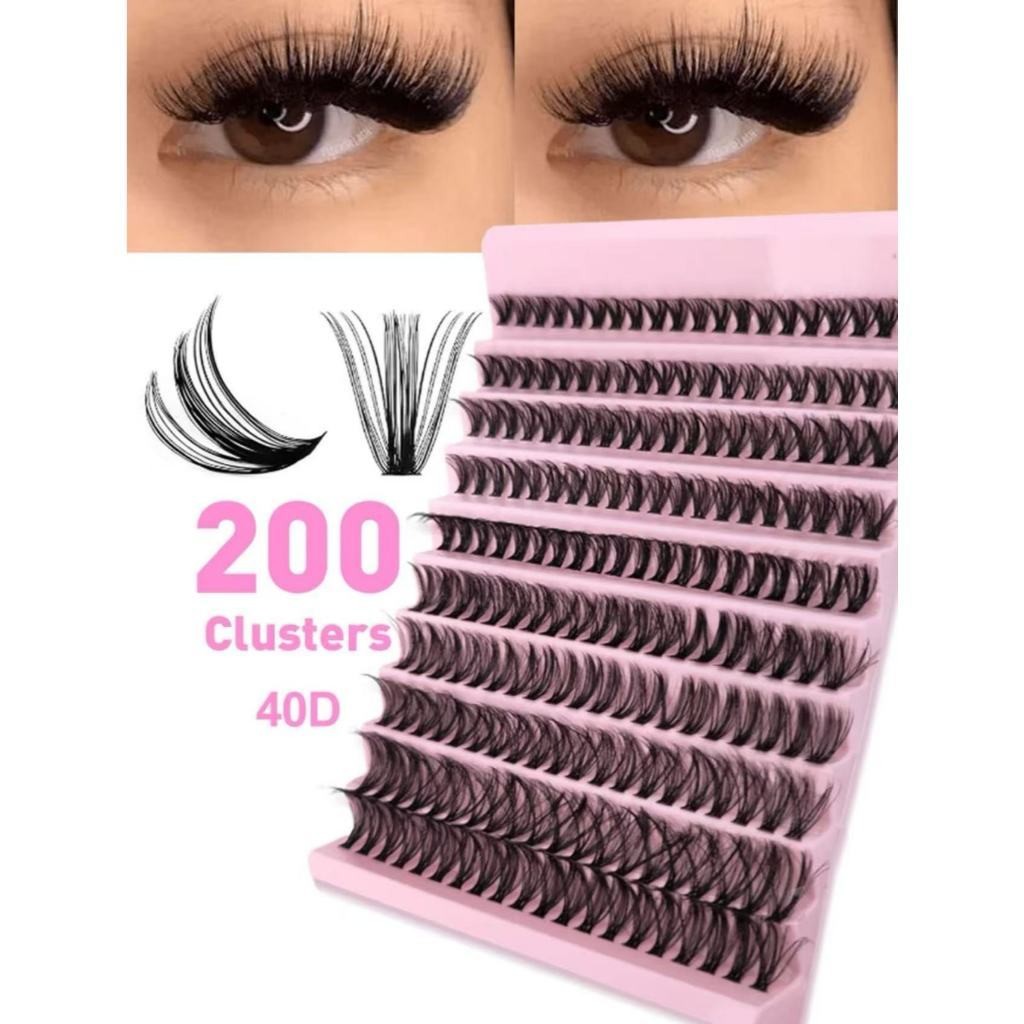 Kit de Extensão de Cílios 200 feixes 20D/3D/40/50D/60D/80D 8-16mix Com Pinças+ Cola 024-226 em Oferta na Shopee