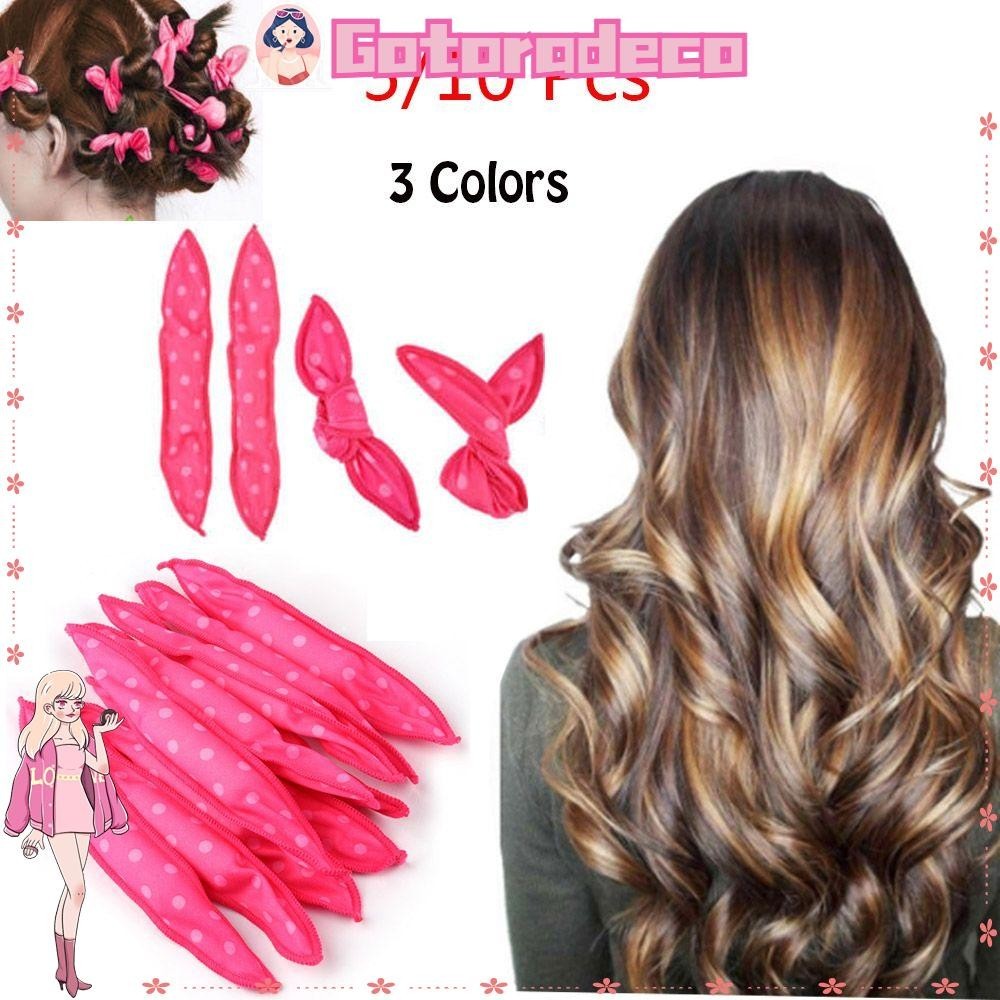 GOTORADECO 5/10 Pcs Modeladores De Cabelo Sem Calor Cachos Espirais Esponja Mágica De Espuma Flexível