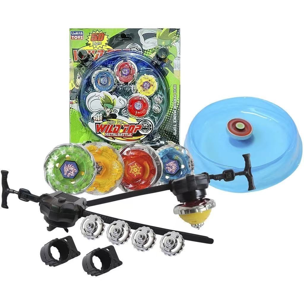 BRINQUEDO Kit 4 Beyblade Metal Fusion Led Tornado C/arena 2 Lançador BRINQUEDO Kit 4 Beyblade Metal Fusion Led Tornado C/arena 2 Lançador