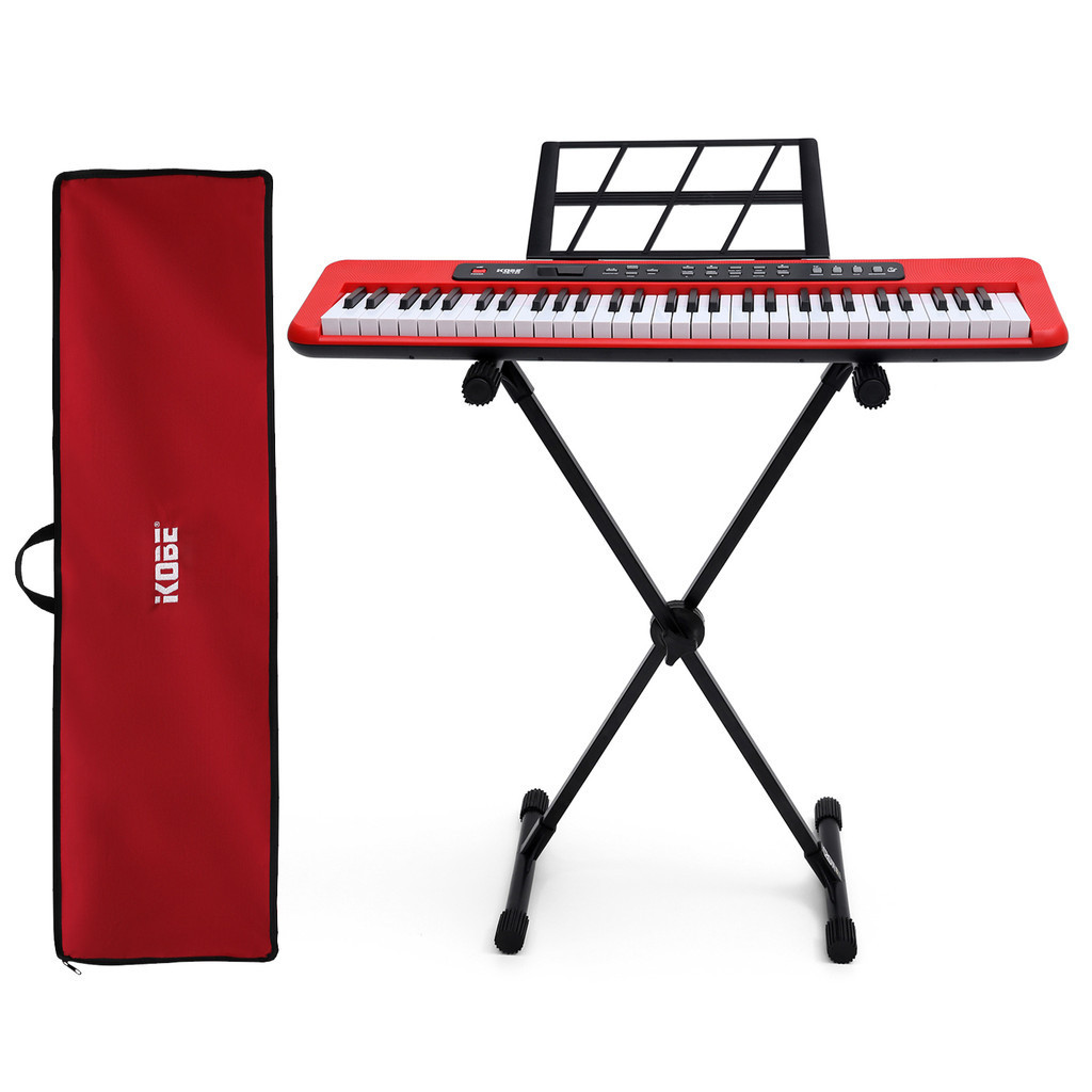 Kit Teclado Arranjador Kobe KB-150 RD Vermelho 5/8 Completo
