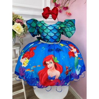 Vestido Infantil Ariel e Linguado Fundo do Mar C/ Escamas em Oferta na Shopee