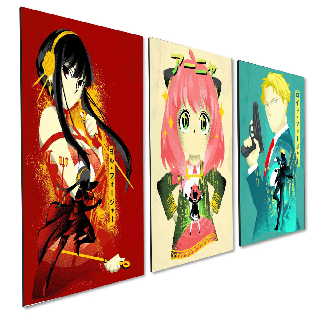 Kit 3 Quadros Decorativos Spy X Family Loid Anya Yor Poster Anime