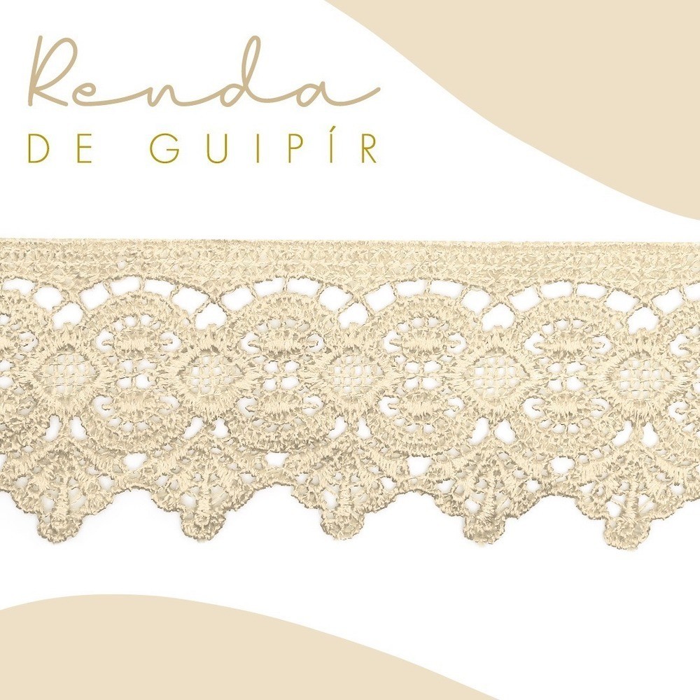 Renda Guipir Bordada - 5,0 Cms - Peça Com 13,7 Metros CHL 162 Trader Guipire Gripir Veu de Noiva