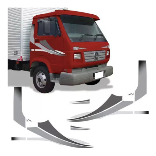 Kit Adesivo Faixa Lateral Caminhão Volkswagen 2001 Cinza