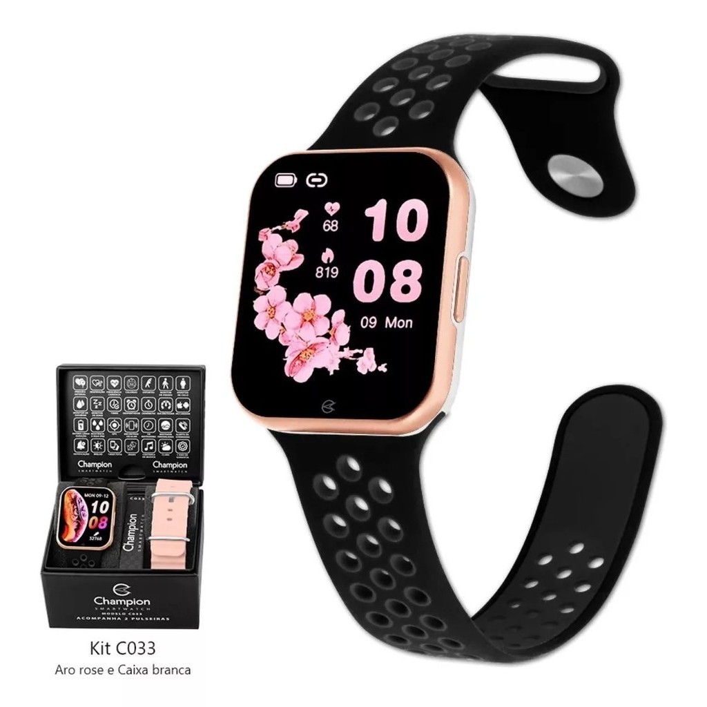 Relogio feminino smartwatch champion 2 pulseiras CH50033H - Watches
