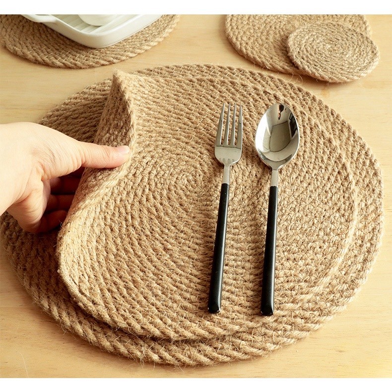 Jogo Americano de Palha de Taboa, Sousplat Artesanal e Descanso de Panela para Sala Natalina em Oferta na Shopee