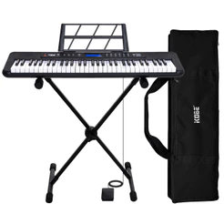 Kit Teclado Musical Kobe KB-300 5/8 61 Teclas com Sensibilidade ao Toque Completo