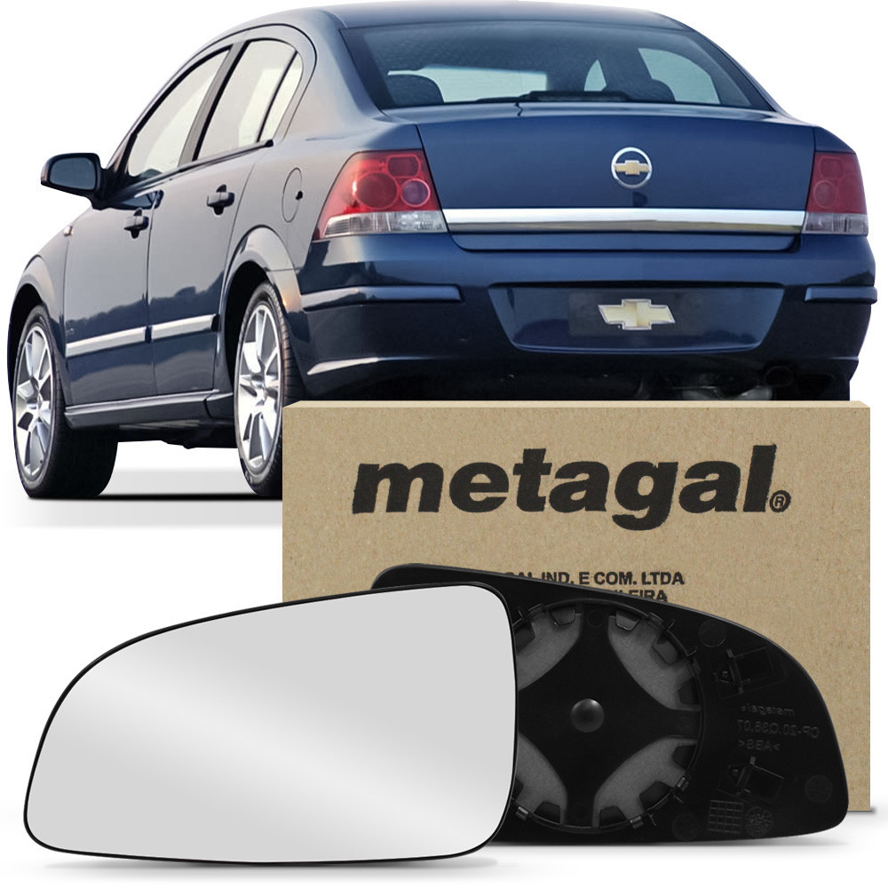 Lente do Retrovisor Vectra 2006 2007 2008 2009 2010 2011 Sem Desembaçador Metagal Lado Esquerdo (Motorista)