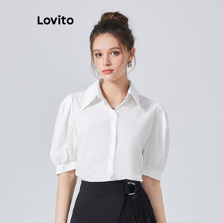 Lovito Casual Blusa Plissada para Mulheres L74ED056