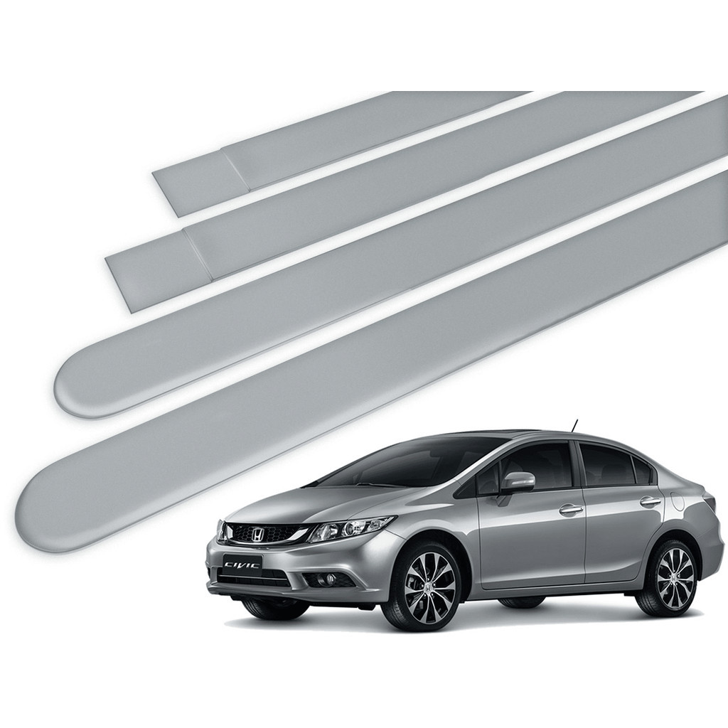Jogo Friso Lateral Honda Civic 06/.. Cinza Iridium Ponta Redonda sem Grafia - Tiger