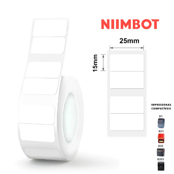 1 rolo etiqueta Adesiva 15x25mm/2 NIIMBOT B1/B21/B3S/B203 em Oferta na Shopee