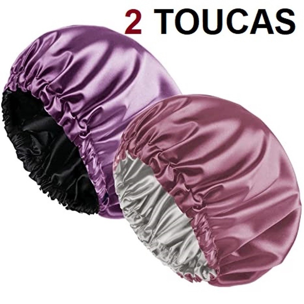 Kit 2 Toucas De Cetim Dupla Face - Touca Para Dormir