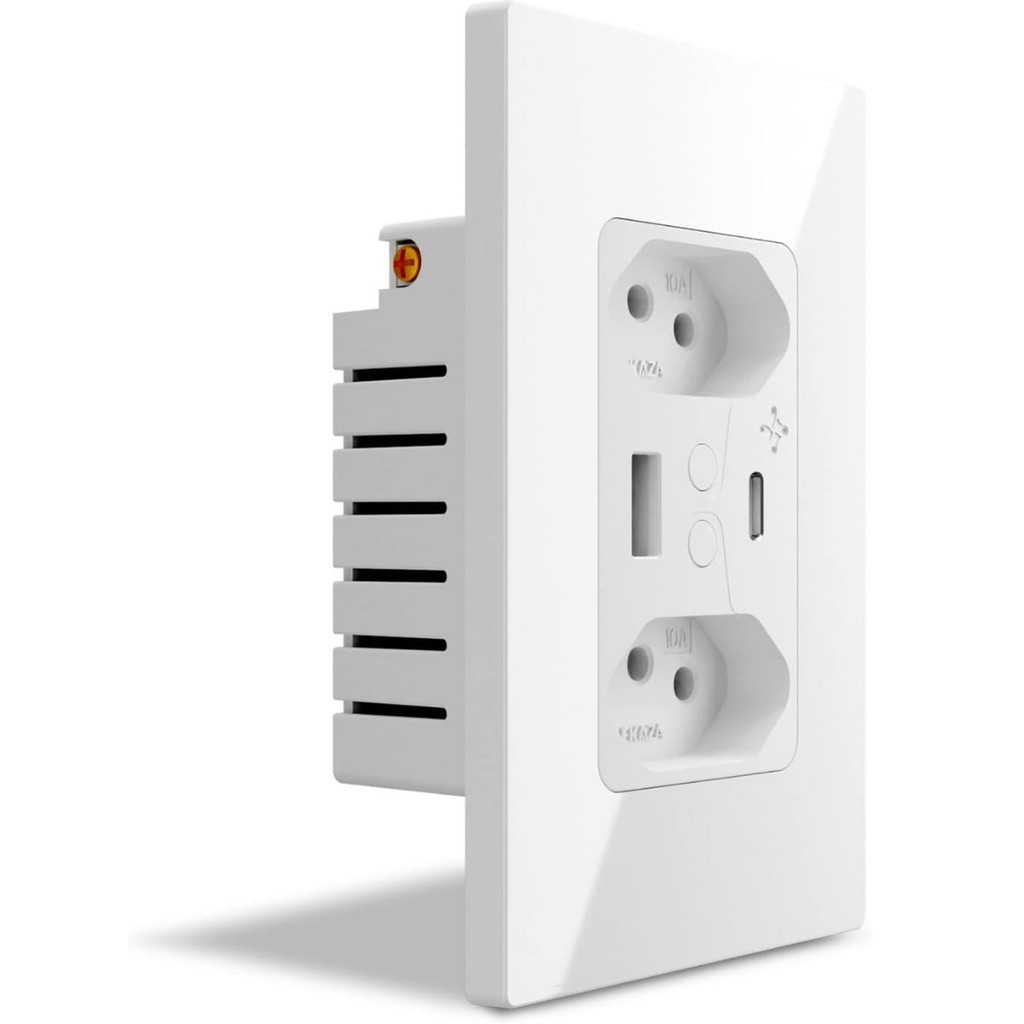 Tomada Inteligente Wi-Fi USB-C USB-A Dupla 3 Pinos Ekaza - Controle Por Voz