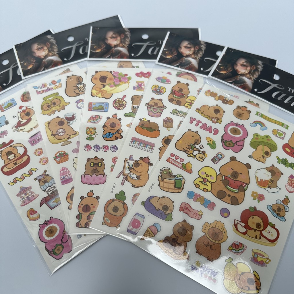 Uma Cartela Capivara c/ aprox 35 Tatuagens Temporárias em Oferta na Shopee