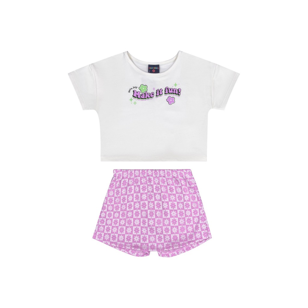 Conjunto Infantil para Menina com Blusa e Short-Saia Guloseima em Oferta na Shopee