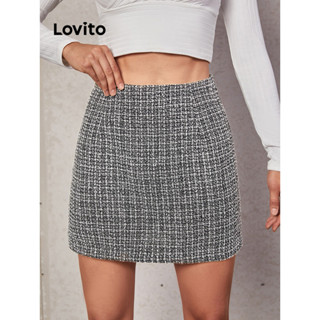 Lovito Saias Casuais De Algodão Com Zíper Para Mulheres LBL07111