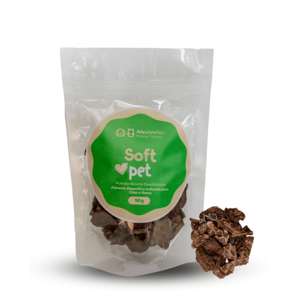 Soft Pet Pulmão Bovino 50g Petisco Natural Desidratado Alecrim Pet