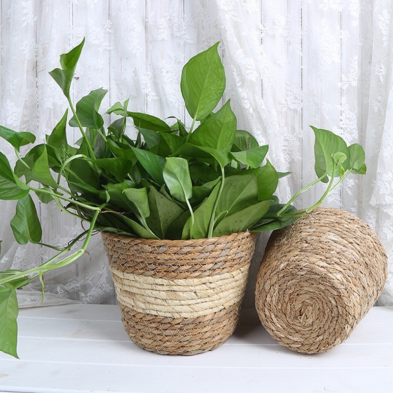 novo:Imitação de Rattan Cesta de Flores Vaso de Flores Vaso de Flores Decoração Criativa para Casa Vasos de Plantas Internas