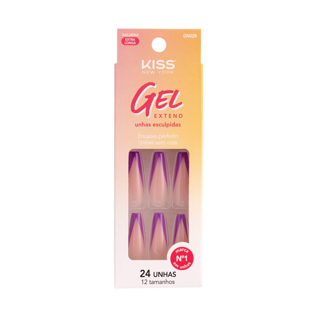 Unhas Postiças Esculpidas New Purple - Gel Extend - Kiss New York
